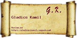 Gladics Kamil névjegykártya
